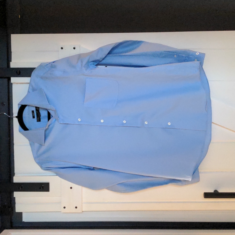 Pronto Uomo Slim Fit Queen's Oxford Dress Shirt, Light Blue 16 34/35 - Picture 3 of 6